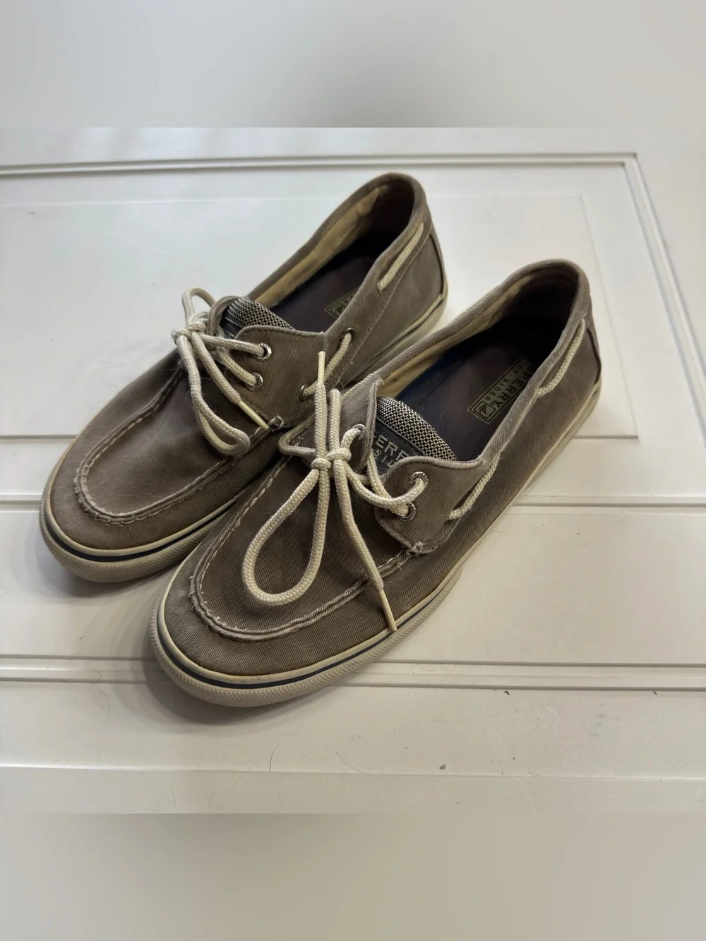 Sperry Men’s Sz 9.5 Top Sider Tan Gray Comfort Boat Shoes Classic